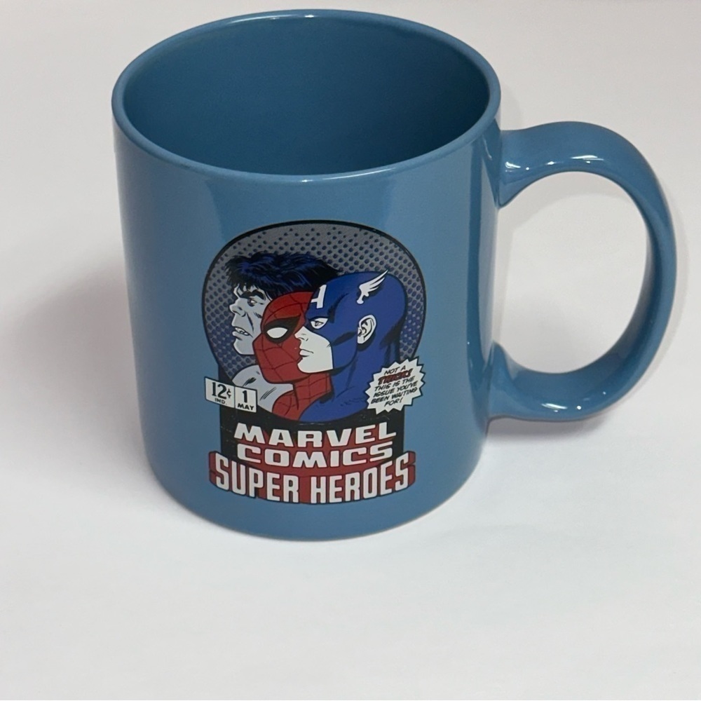 Marvel Comics Super Heroes 21 oz. Coffee Mug Blue 2-Sided Print Spiderman NEW